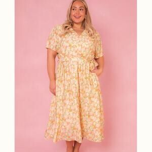 Ivy City Co. Lyra Floral Faux Wrap Midi Dress NWT